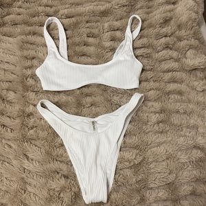 Forever21 white ribbed bikini M